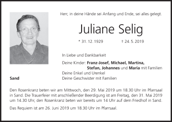 Anzeige von Juliane Selig von MGO