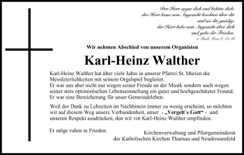 Anzeige von Karl-Heinz Walther von MGO