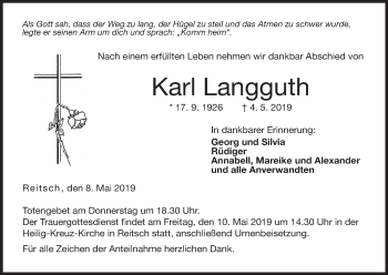 Anzeige von Karl Langguth von MGO