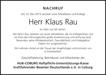 Anzeige von Klaus Rau von MGO