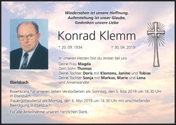 Anzeige von Konrad Klemm von MGO
