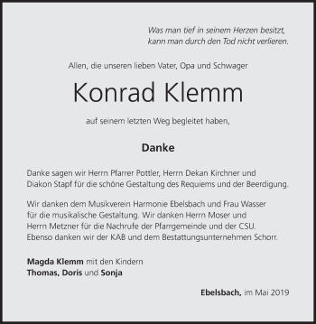 Anzeige von Konrad Klemm von MGO