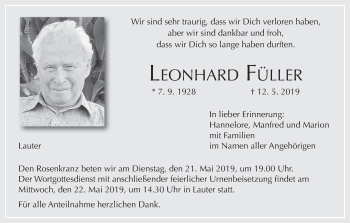 Anzeige von Leonhard Füller von MGO