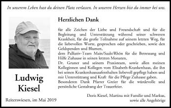 Anzeige von Ludwig Kiesel von MGO
