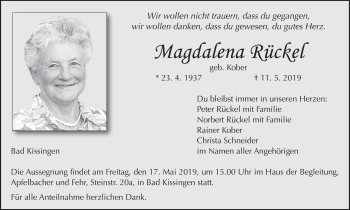Anzeige von Magdalena Rückel von MGO