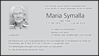 Anzeige von Maria Symalla von MGO