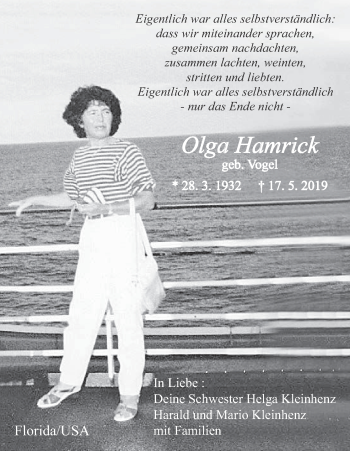 Anzeige von Olga Hamrick von MGO