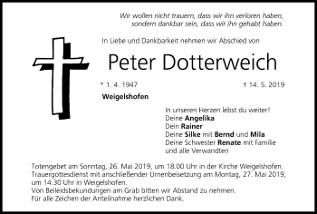 Anzeige von Peter Dotterweich von MGO