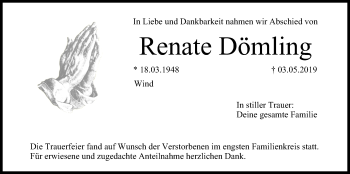 Anzeige von Renate Dömling von MGO