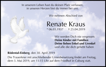 Anzeige von Renate Kraus von MGO
