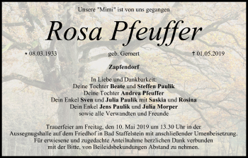 Anzeige von Rosa Pfeuffer von MGO
