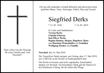 Anzeige von Siegfried Derks von MGO