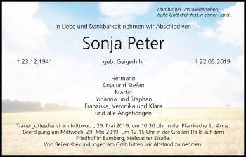 Anzeige von Sonja Peter von MGO