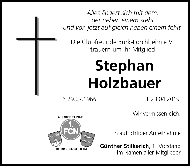  Traueranzeige für Stephan Holzbauer vom 08.05.2019 aus MGO