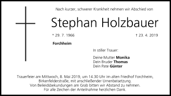 Anzeige von Stephan Holzbauer von MGO