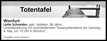 Anzeige von Totentafel vom 01.05.2019 von MGO