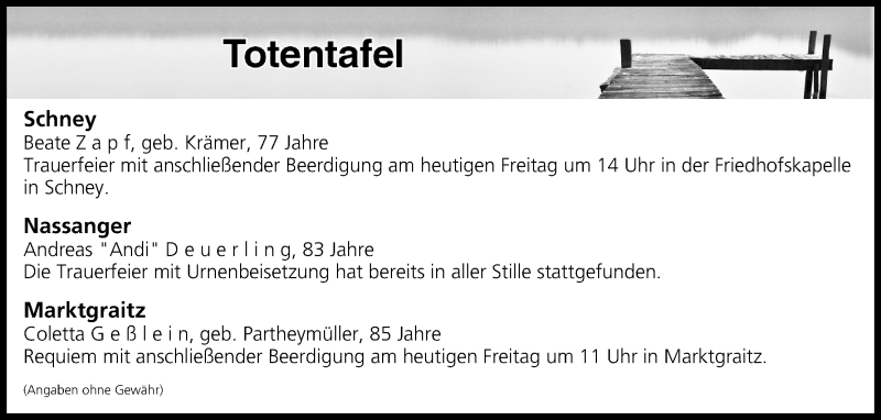  Traueranzeige für Totentafel vom 03.05.2019 vom 03.05.2019 aus MGO