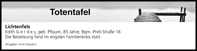  Traueranzeige für Totentafel vom 10.05.2019 vom 10.05.2019 aus MGO