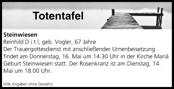 Anzeige von Totentafel vom 14.05.2019 von MGO