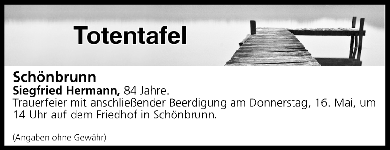  Traueranzeige für Totentafel vom 15.05.2019 vom 15.05.2019 aus MGO