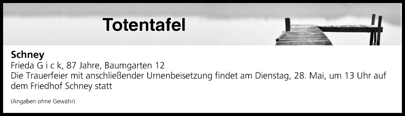  Traueranzeige für Totentafel vom 25.05.2019 vom 25.05.2019 aus MGO