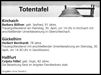 Anzeige von Totentafel vom 30.04.2019 von MGO