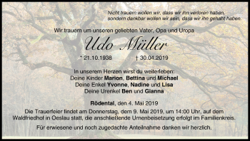 Anzeige von Udo Müller von MGO
