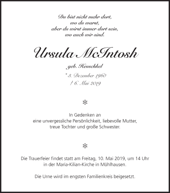 Anzeige von Ursula McIntosh von MGO