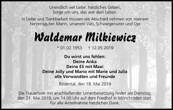 Anzeige von Waldemar Milkiewicz von MGO