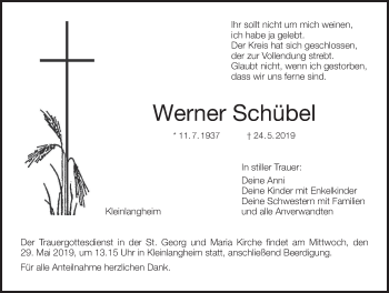 Anzeige von Werner Schübel von MGO