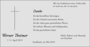 Anzeige von Werner Theimer von MGO