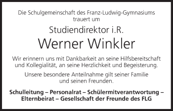 Anzeige von Werner Winkler von MGO