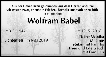 Anzeige von Wolfram Babel von MGO