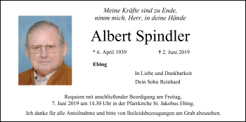 Anzeige von Albert Spindler von MGO