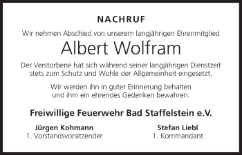 Anzeige von Albert Wolfram von MGO