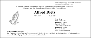 Anzeige von Alfred Dietz von MGO