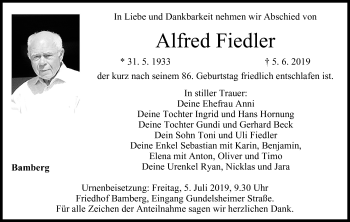 Anzeige von Alfred Fiedler von MGO