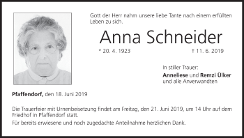 Anzeige von Anna Schneider von MGO