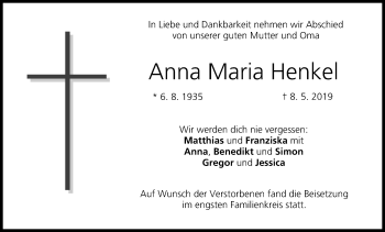 Anzeige von Anna Maria Henkel von MGO