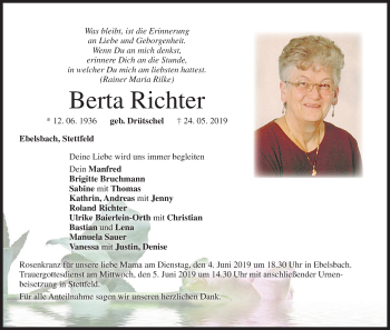 Anzeige von Berta Richter von MGO