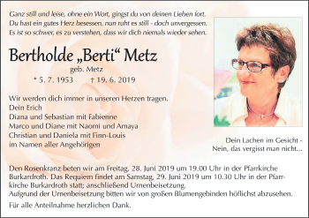 Anzeige von Bertholde Metz von MGO