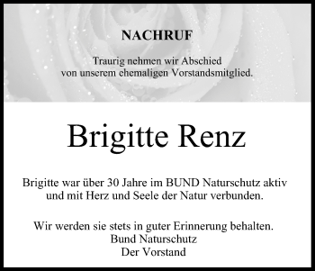 Anzeige von Brigitte Renz von MGO