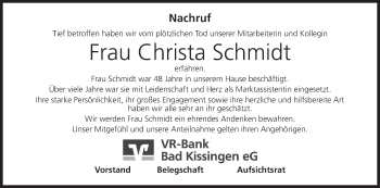 Anzeige von Christa Schmidt von MGO