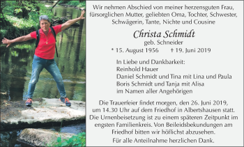 Anzeige von Christa Schmidt von MGO