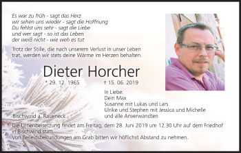Anzeige von Dieter Horcher von MGO