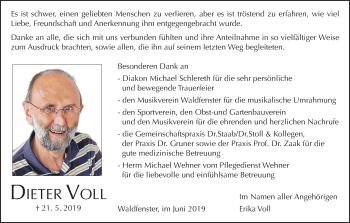 Anzeige von Dieter Voll von MGO