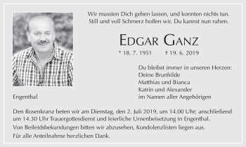 Anzeige von Edgar Ganz von MGO