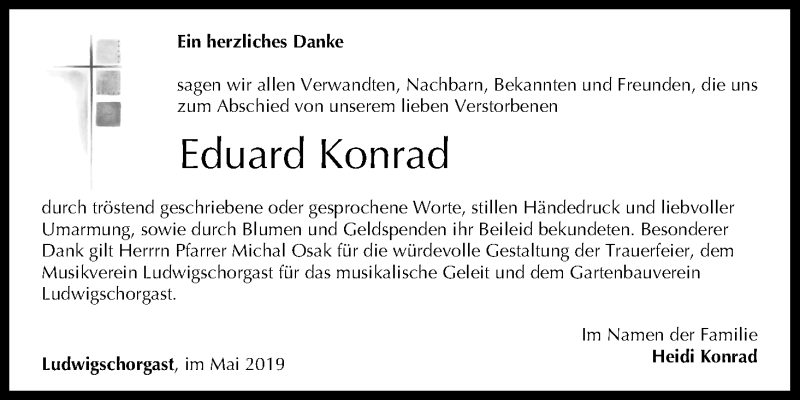  Traueranzeige für Eduard Konrad vom 15.06.2019 aus MGO