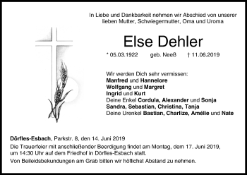Anzeige von Else Dehler von MGO
