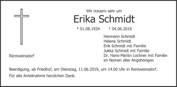 Anzeige von Erika Schmidt von MGO